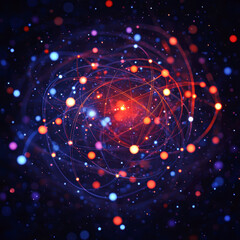 Wall Mural - a colorful galaxy of stars and planets with a red star in the center