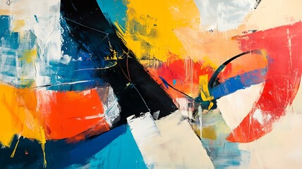 Wall Mural - Abstract Colorful Acrylic Painting Bold Strokes Textures