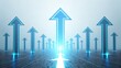 © Artful Stock - Neon Arrows Path to Success 3D Render, Abstract Concept, Futuristic Design, Upward Trend Future, Growth