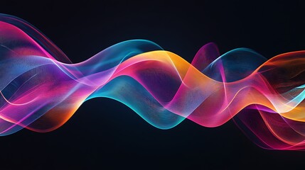 Wall Mural - Abstract Colorful Waves Flowing Dark Background