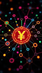 Poster - Digital currency symbol in vibrant network