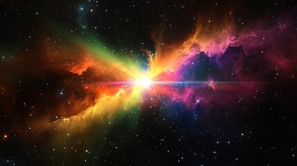 Wall Mural - Cosmic Explosion Nebula Stellar Burst in Vivid Colors: A Breathtaking Celestial Event