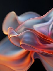 Poster - Elegant flow of translucent curves abstract art exhibit digital contemporary gallery high-contrast view fluid dynamics