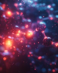 Poster - Futuristic drug development process visualized digital laboratory abstract graphics neon environment close-up viewpoint