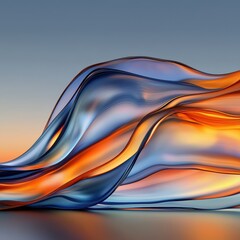 Poster - A glowing liquid wave of pearlescent tones abstract art digital creation modern environment surreal viewpoint