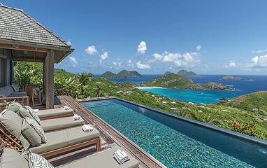 Canvas Print - Luxury villa with infinity pool overlooking ocean. (1)