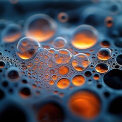 Poster - Abstract glowing bubbles floating in a dark space environment artistic digital composition surreal concept