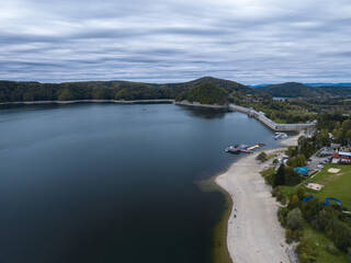 Wall Mural - View from a drone of Lake Solina and the surrounding area