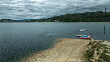 Wall Mural - View from a drone of Lake Solina and the surrounding area