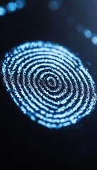 Wall Mural - Biometric Security Blue Fingerprint Scan for Identity Verification in Digital World,