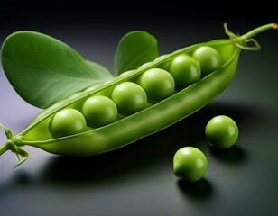 Pea pod on black background