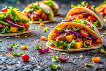 Canvas Print - Delicious Street Food on Cracked Asphalt Parking Lot - Urban Food Photography