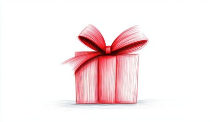 Wall Mural - Brightly Colored Gift Box with a Red Bow on Top