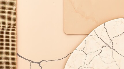 Poster - Burlap fabric and marble textures with natural earth tones for professional aesthetic