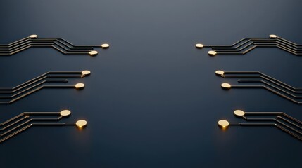 Abstract Composition of Gold Circuit Patterns on Dark Background for Technology and Innovation Concepts in Modern Digital Design and Art