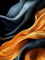 Poster - Silky flow of black and gold textures abstract art digital design smooth environment close-up view aesthetic concept