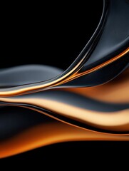 Poster - Flowing liquid textures of black and gold abstract art studio setting close-up view modern design concept