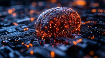 Poster - interconnected human brain and ai circuits captured in a dynamic technology landscape