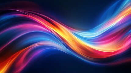 Wall Mural - Abstract Colorful Waves Flowing Dynamically Across Dark Background