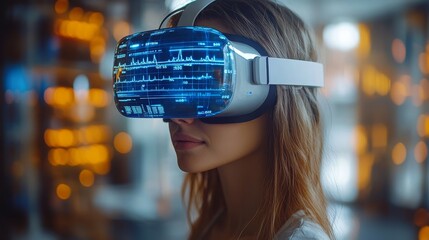 Poster - A person using virtual reality technology for health monitoring in a modern setting