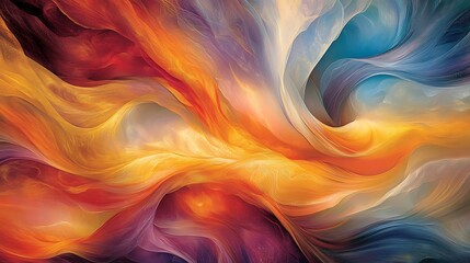 Wall Mural - Abstract Swirling Hues of Warm and Cool Colors