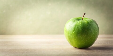 Canvas Print - Fresh Green Apple on White Table - Soft Light Still Life Photography