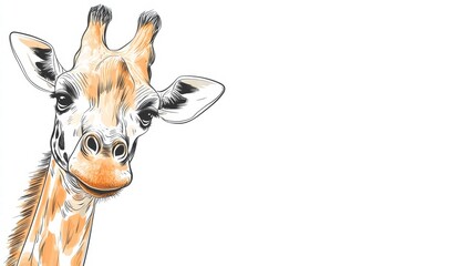 Poster - Giraffe portrait with playful expression captured in detailed illustration showcasing its unique features and colors. Generative AI