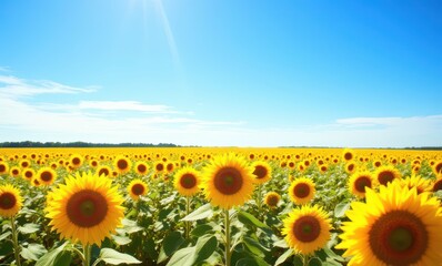 Canvas Print - Vibrant sunflowers under a clear sky