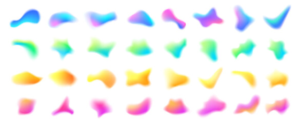 Poster - blurred gradient shape. gradient mesh colorful liquid blobs, 3d fluid blur spot and dynamic color gl