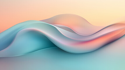 Wall Mural - Flowing waves of soft pastel colors create a serene and calming abstract design in gentle light. Generative AI