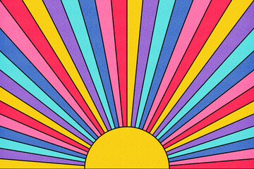 Colorful noise groovy sun retro background