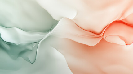 Wall Mural - Abstract waves of color in soft hues creating a serene visual experience with blends of green and orange. Generative AI