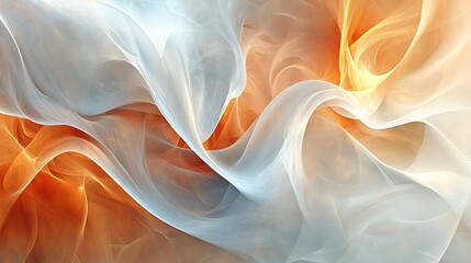 Wall Mural - Abstract swirling orange and white fabric design