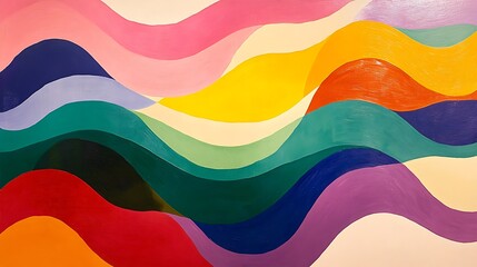 Wall Mural - Abstract Colorful Waves Painted Artwork