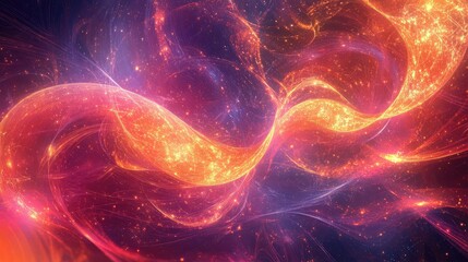 Poster - Artistic depiction of quantum AI-enhanced algorithms visualized as glowing streams of light patterns