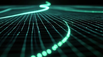 Poster - Abstract Digital Waveform: Green Light Trails on a Dark Grid Network