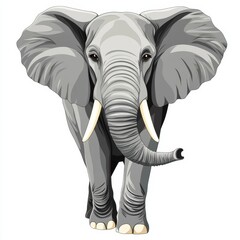 Poster - Majestic elephant standing proudly with large ears and tusks in a natural environment. Generative AI
