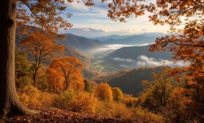 Wall Mural - Stunning autumn landscape with vibrant foliage