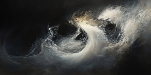 Wall Mural - Smoke wave on black background, mystery atmosphere