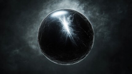 Wall Mural - mysterious dark orb: glowing energy within a cosmic sphere