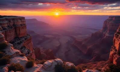 Wall Mural - Breathtaking sunset over canyon landscape.