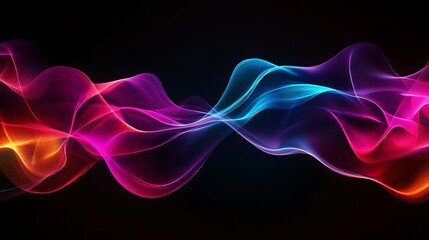 Wall Mural - Abstract Colorful Waves Flowing Dynamically Across Dark Background