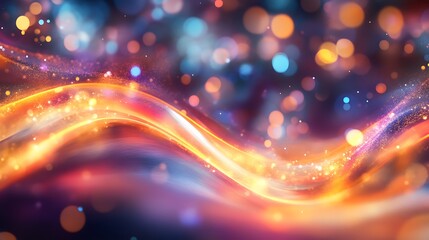 Poster - Abstract Glowing Wave With Colorful Lights and Sparkle