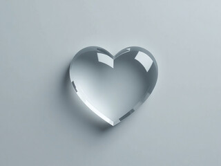 Poster - Simple Minimalist Design Featuring A Crystal Clear Heart On A Muted Gray Background Evoking Thoughts Of Love And Affection. 00001