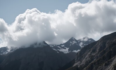 Wall Mural - Dramatic mountain landscape with clouds