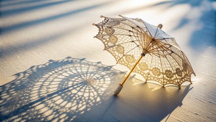 Wall Mural - Long Exposure Film Photography: Minimalist White Parasol Shadow Play