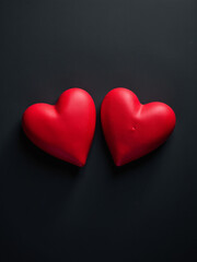 Poster - A Pair Of Red Hearts Are Placed Against A Dark Backdrop Creating A Bold And Striking Visual Effect Overall. 00002