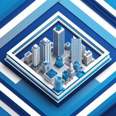 Poster - Isometric 3D Cityscape with Urban Planning and Green Spaces