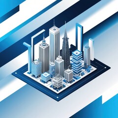 Poster - Isometric Cityscape with Skyscrapers
