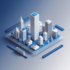 Poster - 3D Cityscape with Modern Architecture and Clean Design